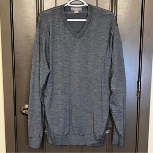Daniel Cremieux Gray Merino Wool V Neck Sweater Extra Large